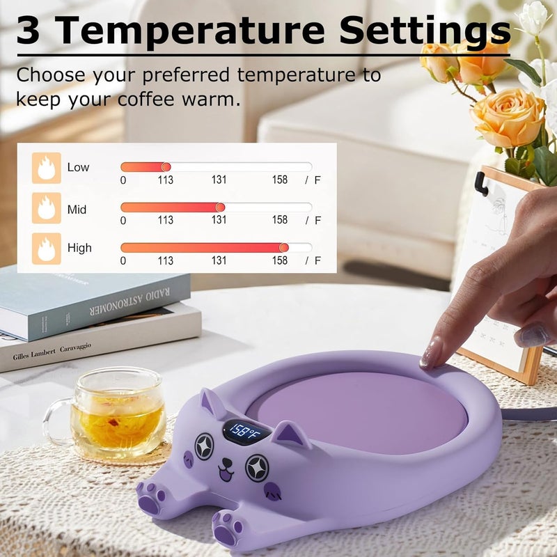 PUSEE Coffee Mug Warmer with Auto Shut Off, 3 Temp Control, Candle Warmer Plate, Enjoy Warm Coffee & Tea, Gifts for Women & Men - Image 2
